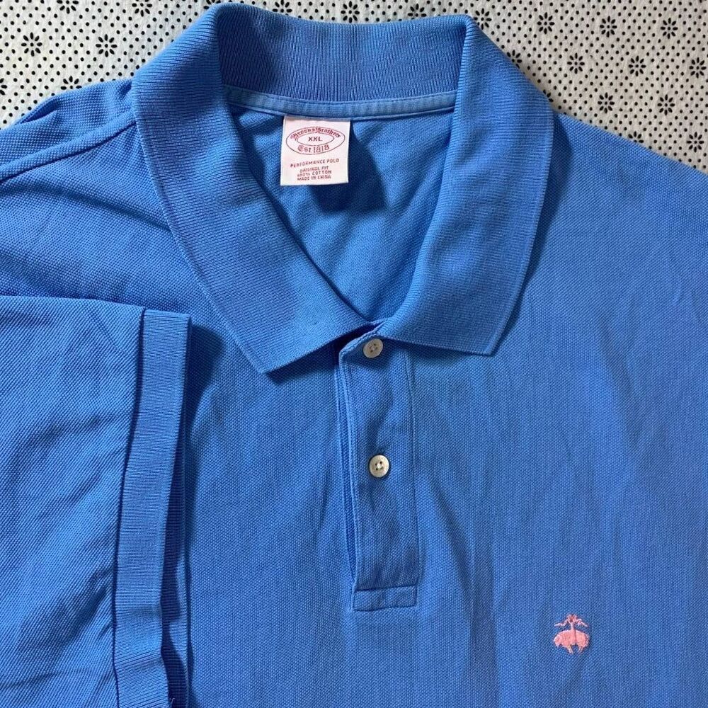 Brooks Brothers Performance Polo Shirt XXL Blue 100% Cotton Original Fit